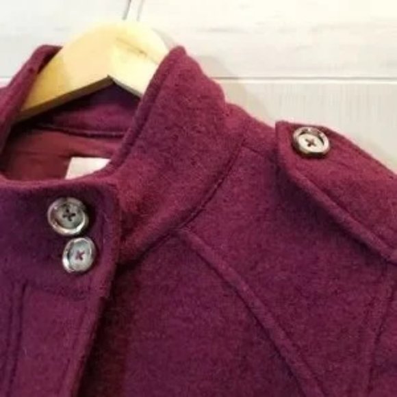Chico's Boiled Wool Full Zip Lined Jacket Mock-Neck Styling Deep Berry - Picture 5 of 7